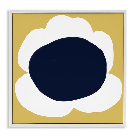 Stupell Industries Modern Modern Flower on Yellow White Framed Giclee Art, 12 x 12, by Deborah Velasquez