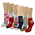 thumbnail image 2 of 6 Pairs Kids Girls Cozy Fuzzy Christmas Gripper Anti Skid Slipper Socks, 2 of 5