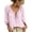 Pink, variant on Maplenight Womens Boho Tops V Neck Striped Tie‑Front 3/4 Sleeve Blouses Casual Vacation Tops