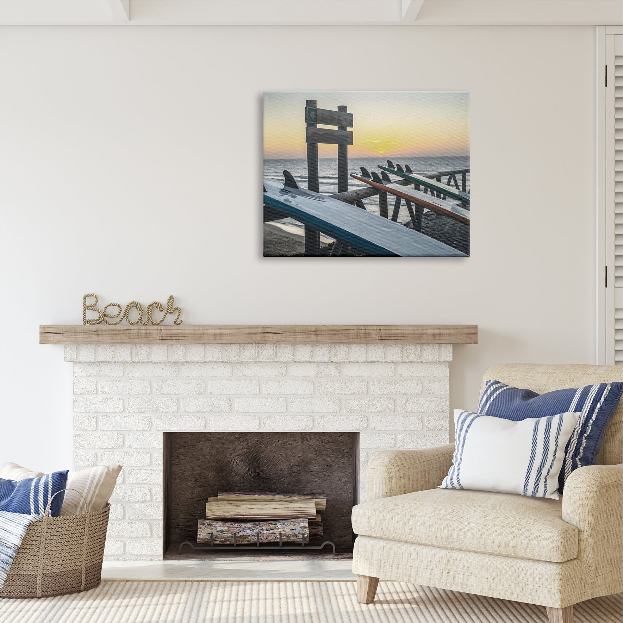 Stupell Industries Leaning Surfboards by Beach Nature Photography Gallery Wrapped Canvas Print Wall Art, 40 x 30