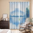 thumbnail image 3 of Blue Ombre Kitchen Curtains 84 Inch Length, Watercolor Landscape Abstract Rustic Grommet Top Bedroom Living Room Curtains, Light Filtering Cafe Curtain Drapes 2 Panels Set 84''x84'', 3 of 9