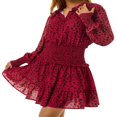 thumbnail image 4 of PENGXIANG Robe Décontractée à Manches Longues pour Femmes, Robe Courte Plissée à Col en V, 4 of 6