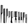 thumbnail image 2 of Set de peines para estilista de cabello 10 unidades | Peines para cortar cabello en salón para hombres, mujeres y niños | Peines multiusos para desenredar, cola, cardado y seccionado | Negro carbono, 2 of 9