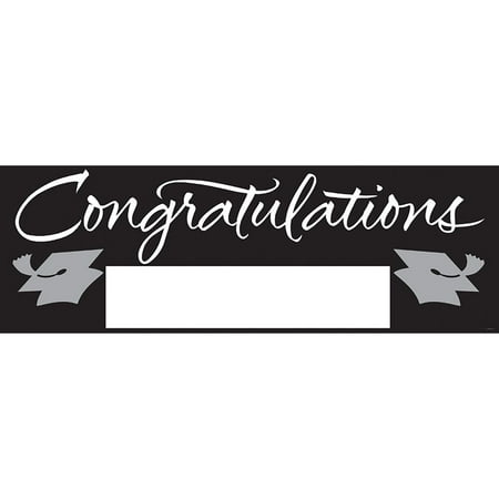 Party Central Pack of 6 Black and White Giant Graduation Party Banners 60"
