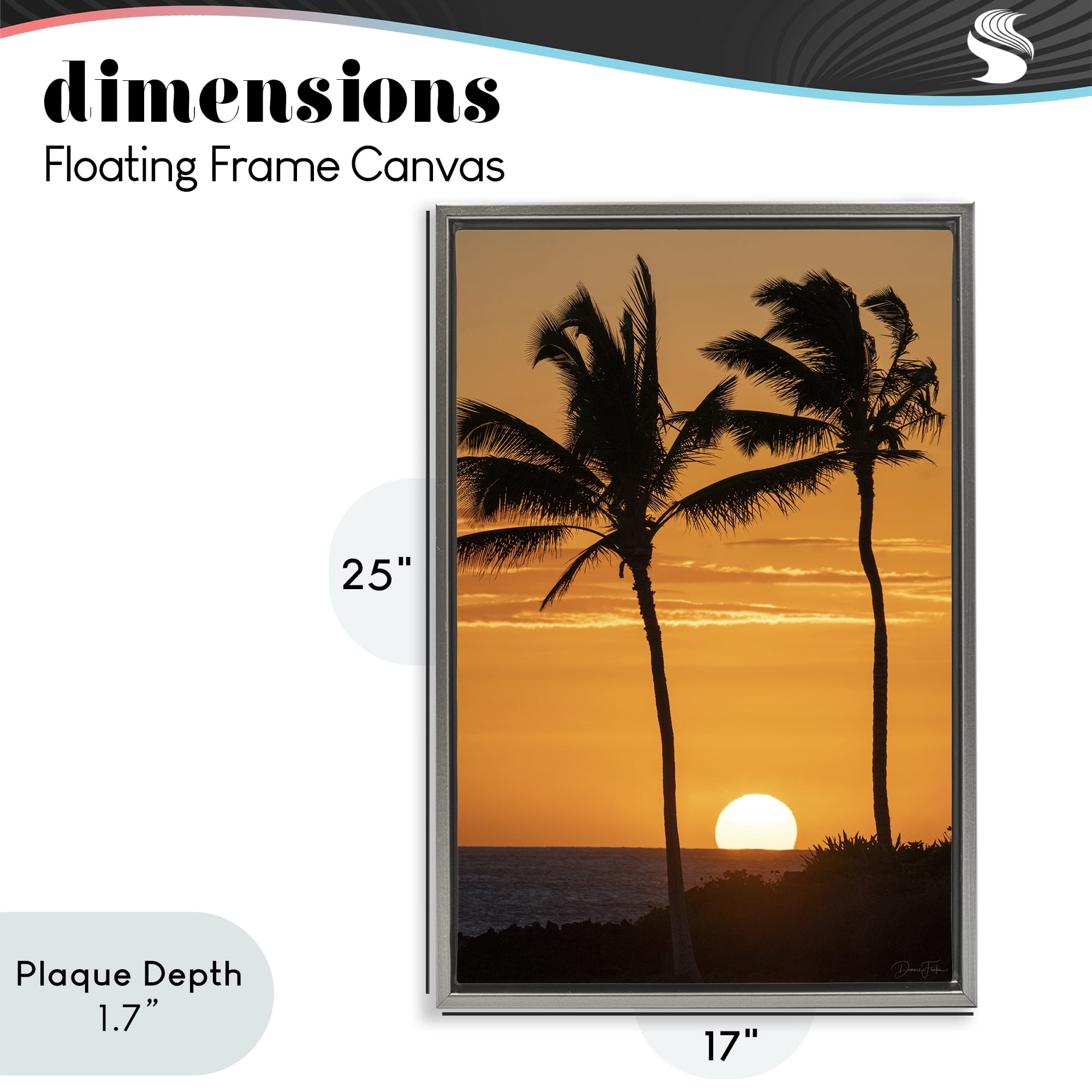 Stupell Industries Sunset Through Palm Trees Gray Framed Floater Canvas Wall Art, design by Dennis Frates