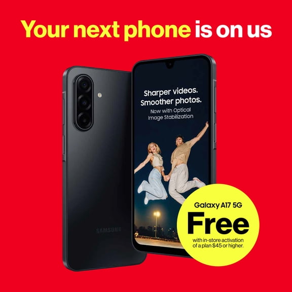 Verizon Prepaid Samsung Galaxy A17, 5G, 128GB, Black - Prepaid Smartphone [Locked to Verizon Prepaid]