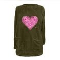 thumbnail image 4 of Usmixi Under $5 Fleece Sweatshirt for Women Winter Womens Thickened Plush Pullover Sweater Long Sleeve Crewneck Cozy Sherpa Sweatshirt Fashion Heart Print Graphics Pocket Coat Tops, 4 of 4