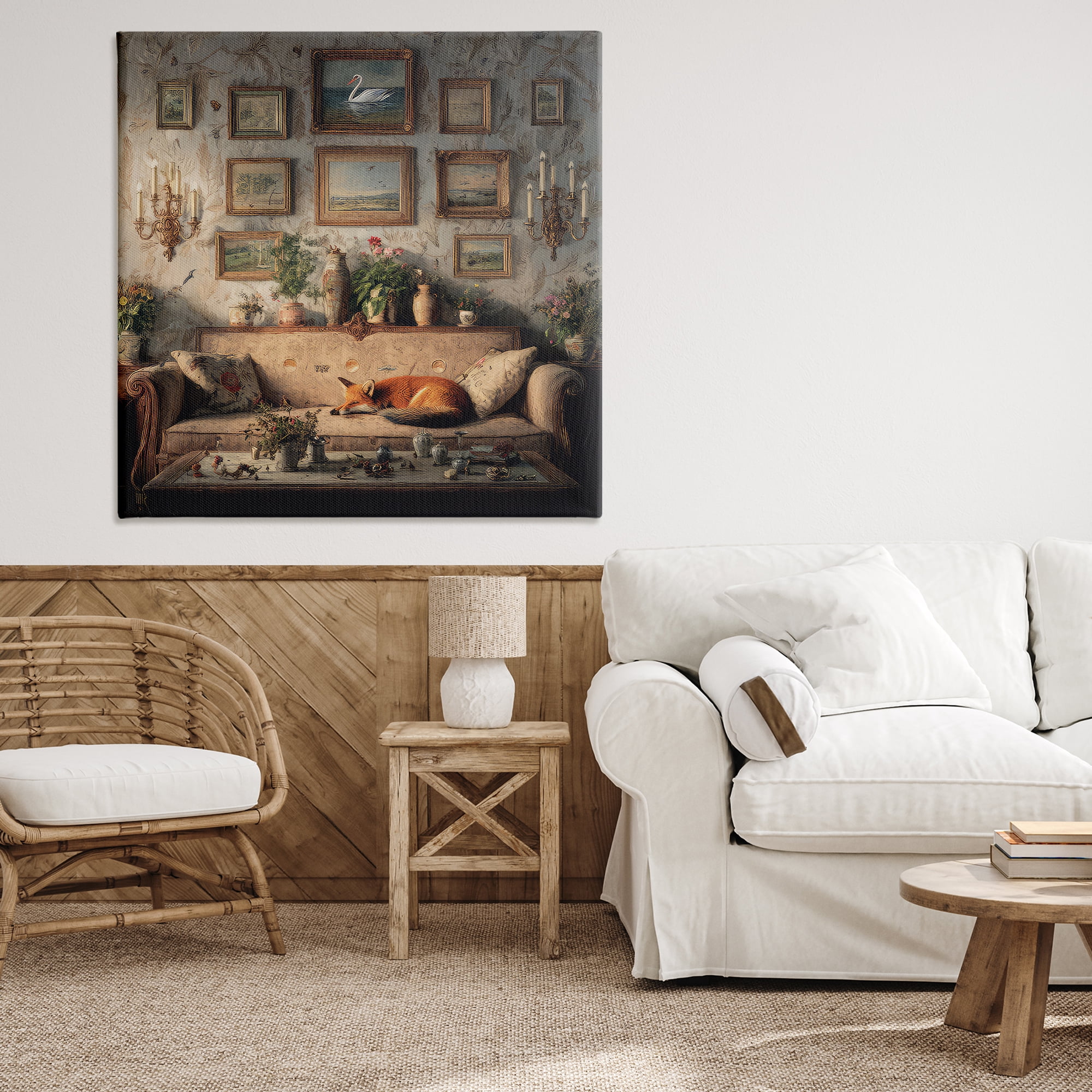 Stupell Industries Vintage Parlor with Fox Canvas Wall Art, design by The Wands Want