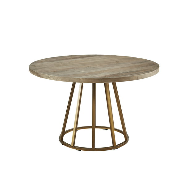 Norwalk Round Elm Dining Table With, Modern Pedestal Dining Table With Leaf
