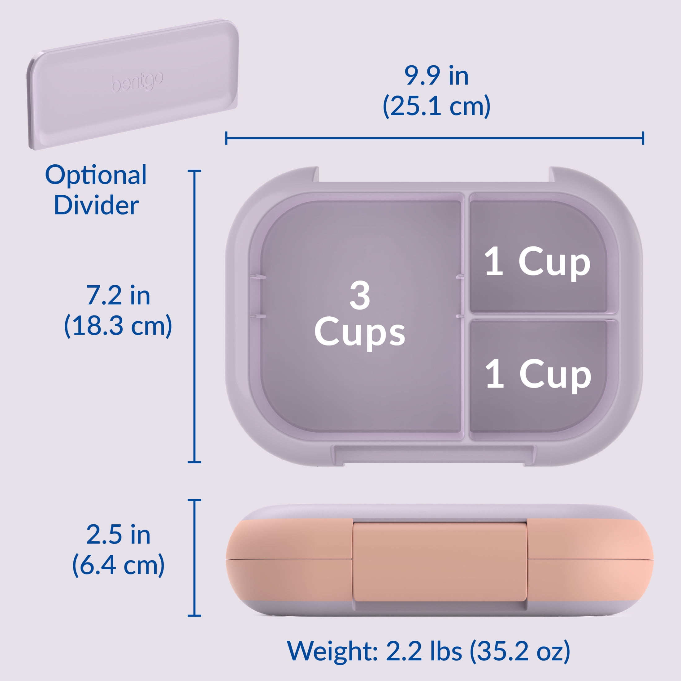Bentgo Chill Max Leak-Proof XL Lunch Box - Included Ice Pack Keeps Food Cold; 5-Cup Capacity for Adults & Ages 8+, 3 or 4 Compartment Bento Box, BPA-Free, Dishwasher Safe (Lavender & Peach Blossom)