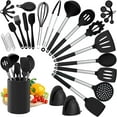 thumbnail image 1 of 38 Pieces Kitchen Utensil Set, Silicone Cooking Utensil with Stainless Steel Handle, Heat Resistant Non-Stick BPA, Kitchen Cooking Utensils Set for Cooking, Baking and Mixing, Black, 1 of 7