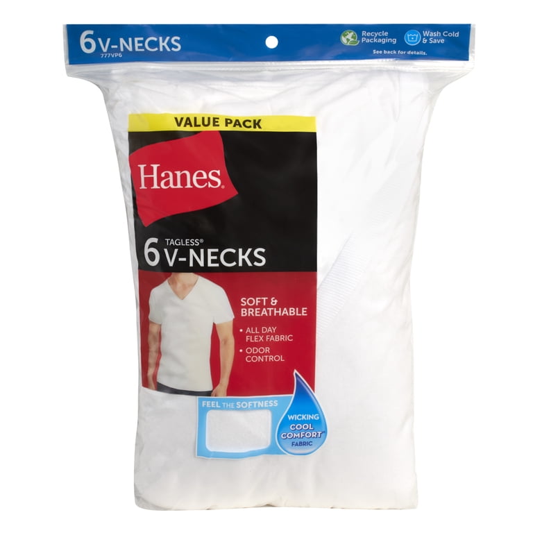 Hanes Men's White V-Neck Undershirt 6-Pack photo 2