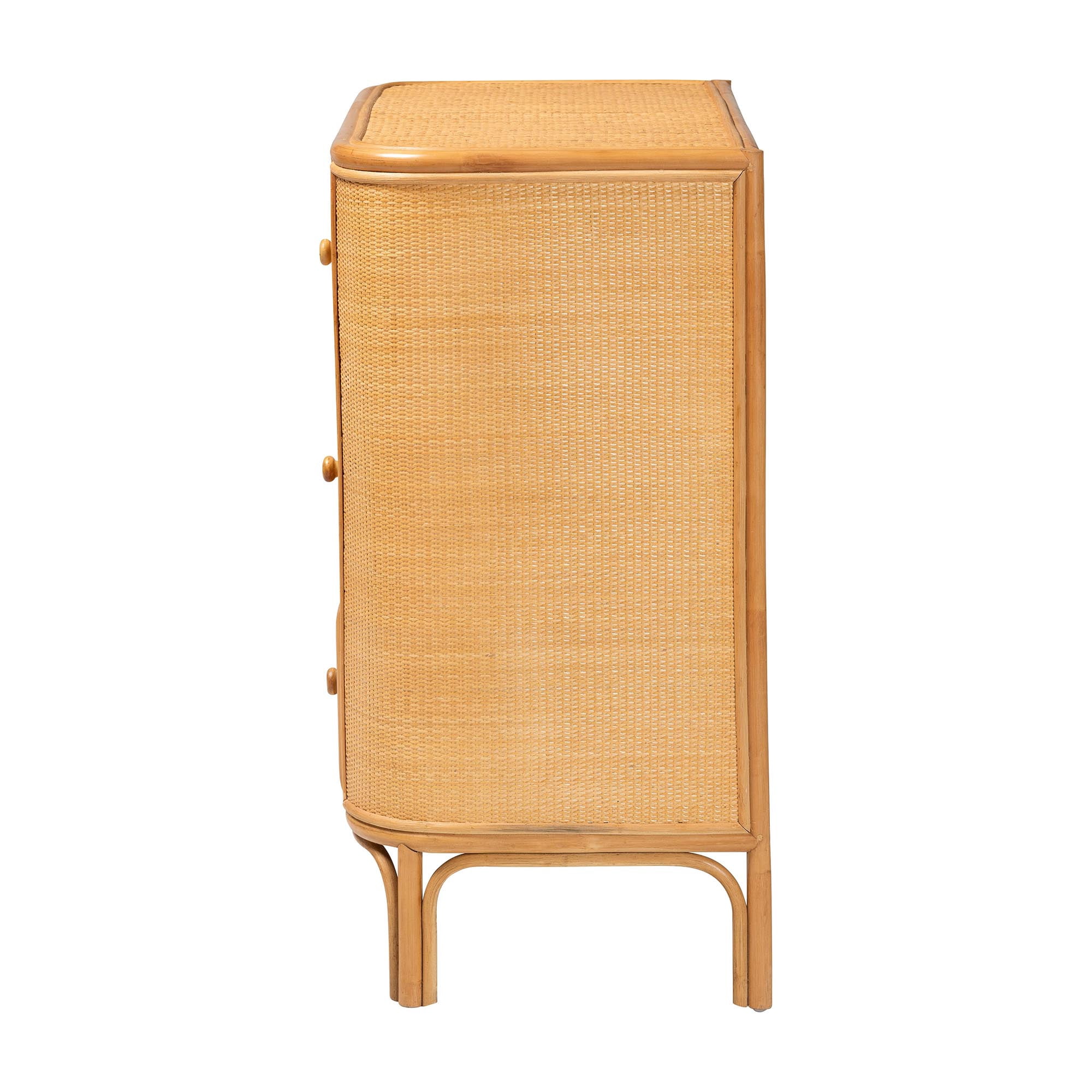 bali & pari Radenza Boho Storage Cabinet, 3-Drawer, Light Honey