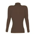 thumbnail image 3 of Brown Sweaters for Women's High Necked Slim Long Sleeved Tight Fitting T Shirt Womens Fall Fashion 2025, 3 of 4