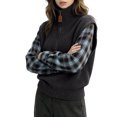 thumbnail image 4 of THNCYX Half Zip High Neck Long Sleeve Knit Tops For Women Colorblock Casual Winter Sweaters Soft Comfort Womens Sweaters Modern Look, 4 of 5