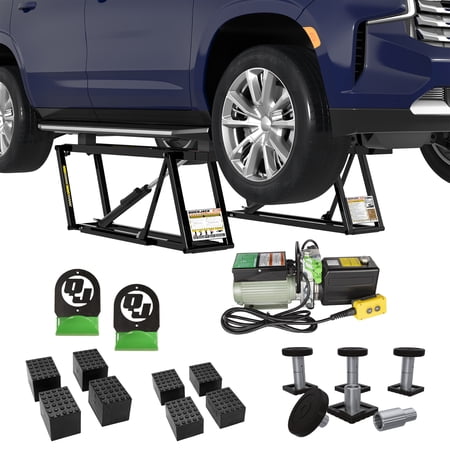 QuickJack Bundle 8000TL Portable Car Lift with 110V Power Unit, Suv Adapters, Wall Hangers