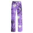 thumbnail image 4 of Domzest Halloween Pajama Pants Women Halloween Graphic Wide Leg Pj Bottoms Drawstring Elastic Waisted Funny Sleepwear Blue L, 4 of 6