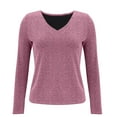 thumbnail image 4 of Womens Tops Elegant Glitter Sparkly V Neck Long Sleeve Sequin Pullover Tee Nylon And Spandex Casual Night Out Wear Soft Comfortable L Sweaters For Women, 4 of 9