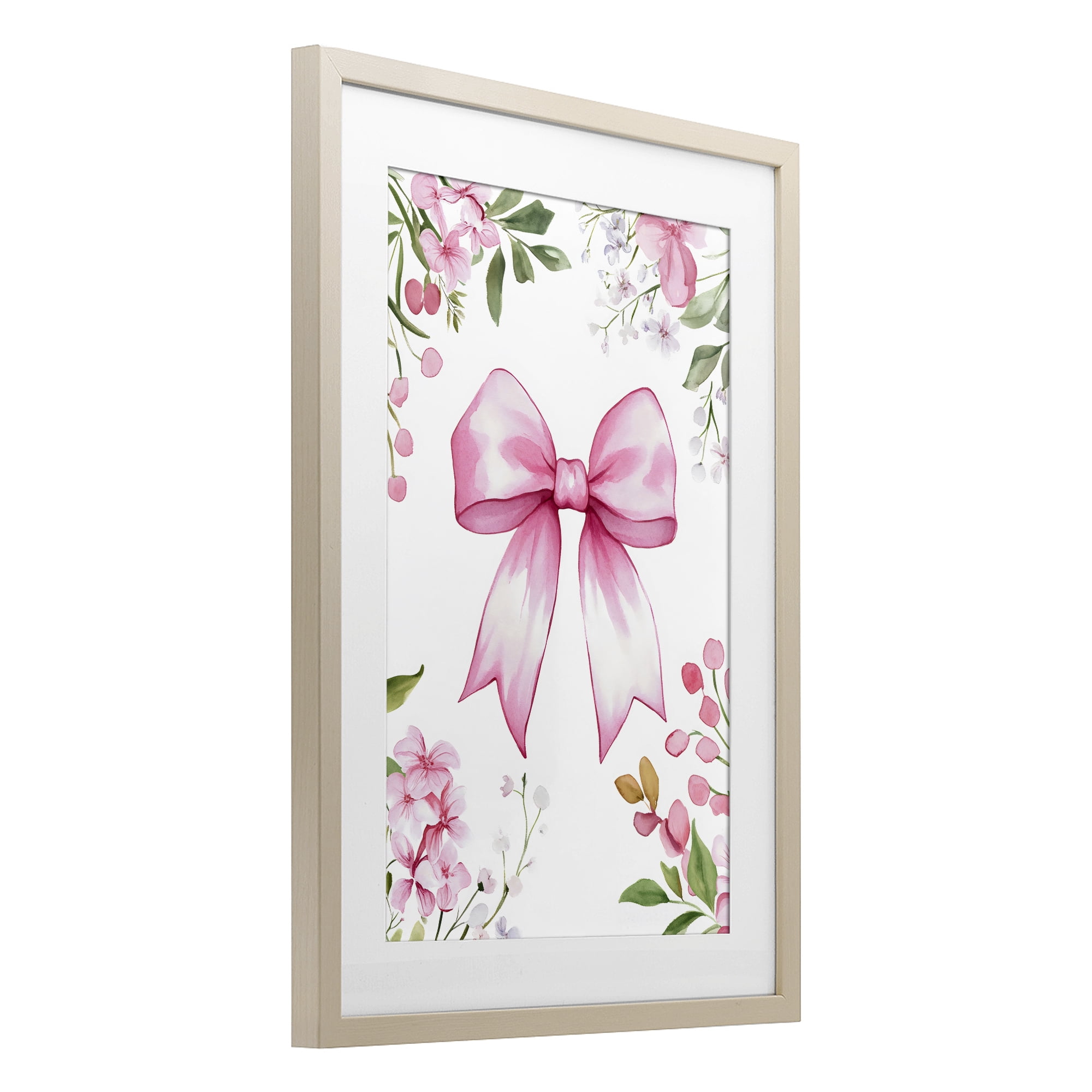 Stupell Industries Whimsical Floral Bow Pink Birch Framed Print Under Glass, design by Creative Studio