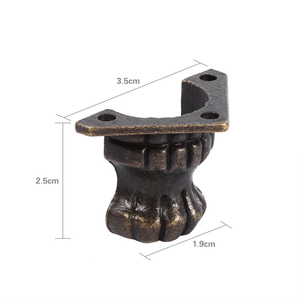 4Pcs Antique Brass Jewelry Chest Wood Box Feet Leg Corner Protector Decorative