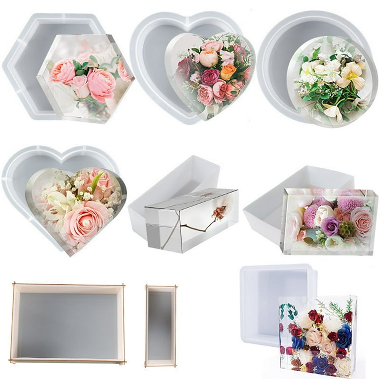 Hexagonal Heart Square Round Flower Ornament Box Molds – IntoResin