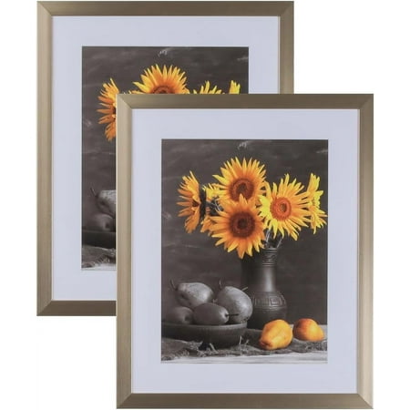 

Picture Frames Set of 2. 1-1/8 Polystyrene Modern Pewter Silver 8.5x11 Wholesaleartsframes-com 313-VI Series Made in USA