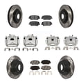 thumbnail image 1 of Transit Auto Front Rear Disc Brake Coated Caliper Drilled Slotted Rotors and Semi-Metallic Pads Kit (10Pc) for Car 2014-2015 Kia Sorento Limited with 3.3L with Red Painted Calipers KCD-100296S, 1 of 2
