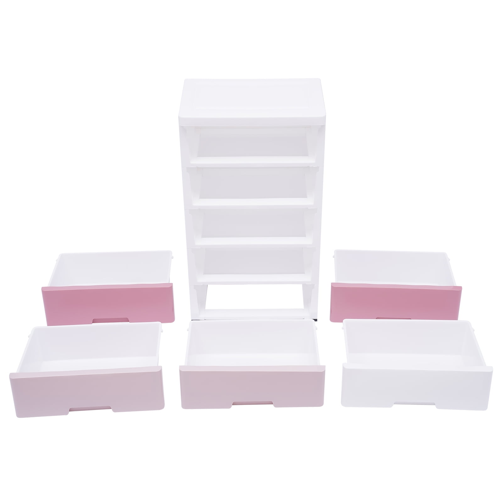 YIYIBYUS Plastic Drawer Storage Cabinet Pink Dresser Clothes Closet Bedside Table Organizer for Entryway Bedrooom Furniture