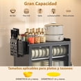 thumbnail image 3 of Mueble para Trastes de Cocina, Organizador de Trastes de 3 Niveles con Puerta, Estante de Microondas, Gabinete para Cocina, 59x45x28 CM, 3 of 9