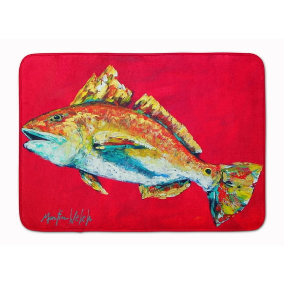 Carolines Treasures MW1103RUG Fish - Red Fish Woo Hoo Machine Washable Memory Foam Mat 19 X 27" multicolor