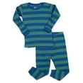 thumbnail image 3 of Leveret Kids Boys Girls Two Piece Cotton Pajamas Blue & Green Stripes 18-24 Month, 3 of 3