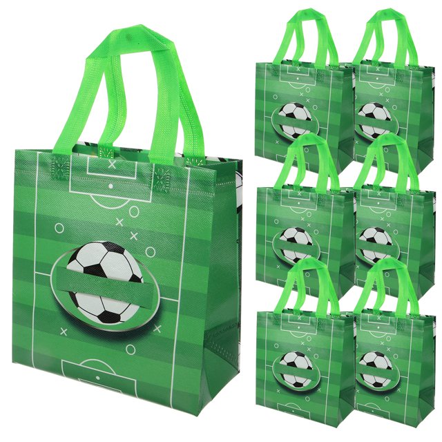 12 bolsas de regalo de fútbol, telas no tejidas, bolsas de regalo, bolsas de golosinas, suministros para fiestas con temática de fútbol.