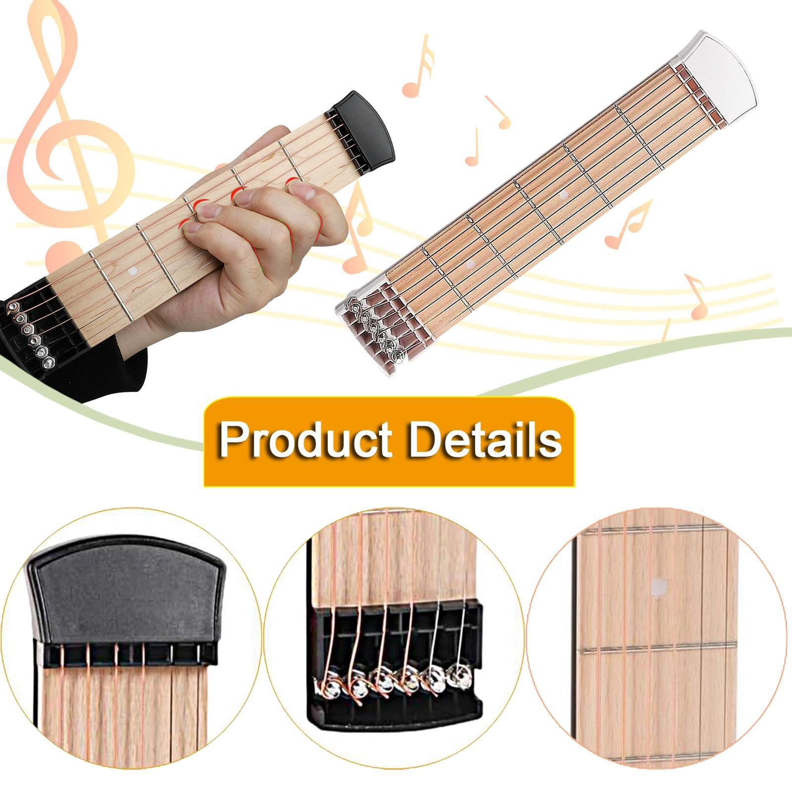 Dualoai Pocket Guitar Mini Useful for Beginner for Home Travel 6 Strings Fingerboard Black