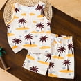 thumbnail image 2 of enyan Toddler Baby Boys Summer Outfits Short Sleeve Cartoon Print T-Shirt Tops & Shorts Sets 2Pcs Cute Baby Boys Cotton Summer Clothes For 1t 2t 3t 4t 5t 6t (12-18 Months,Beige), 2 of 7