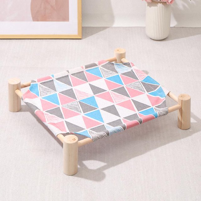 1 juego (color) Cama para mascotas de lona de madera maciza Cama para perros Cama para gatos Hamaca cuadrangular para mascotas y gatos Cama de madera lavable desmontable