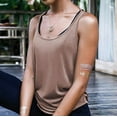 thumbnail image 4 of MRULIC tank top for women Women Yoga Activewear Backless Fitness Racerback Tank Tops Shirts Womens tank tops Khaki + S, 4 of 8