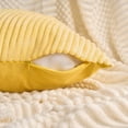 thumbnail image 3 of REGALWOVEN Corduroy Throw Pillow Covers Set of 2 Solid Stripe Decorative Cushion Cases for Sofa Couch Bedroom Home Decor Yellow 18" x 18", 3 of 6