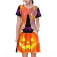 thumbnail image 1 of Bixox Robe d'Été à Manches Courtes pour Femmes Robe Ample Longueur Genou avec Poches-Halloween, 1 of 7