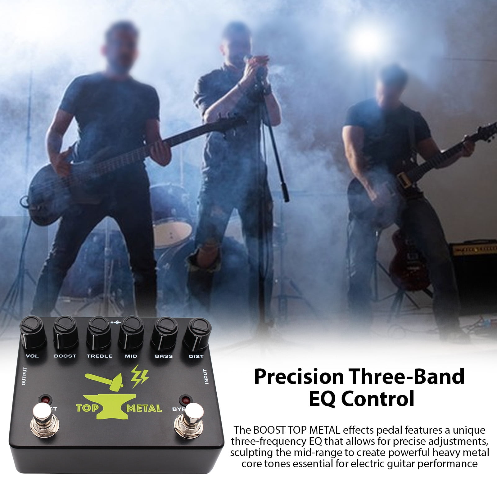 Rupoun Heavy Metal Boost Guitar Pedal Top Effects Stompbox with 3 Band EQ Mid Focus for Punchy Bass Crisp Highs Wide Distortion Range Electric Guitar Effects Pedal for Live Performance