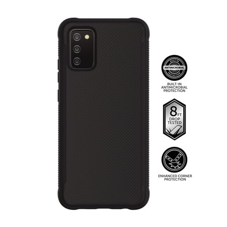 Samsung Galaxy A02s Body Glove Textured Gel Phone Case with Built-in Antimicrobial Protection - Black