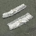 thumbnail image 2 of AUQ Garters for Bride,Heart-Shaped Rhinestone Embellishment Wedding Garter for Bride,Delicate Lace Design Bow Decoration Garter,White, 2 of 2