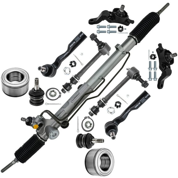 Detroit Axle - 11pc Front Rack and Pinion Kit for 2004-2006 Toyota Tundra 04-07 Sequoia, 1 Rack and Pinion 2 Wheel Bearings 2 Outer Tie Rods 2 Sway Bars 4 Ball Joints 2005 Replacement