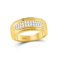 thumbnail image 2 of Solid 10k Yellow Gold His and Hers Round Diamond Solitaire Matching Couple Three Rings Bridal Engagement Ring Wedding Bands Set 1.00 Ct. - (L = 5, M = 12), 2 of 5