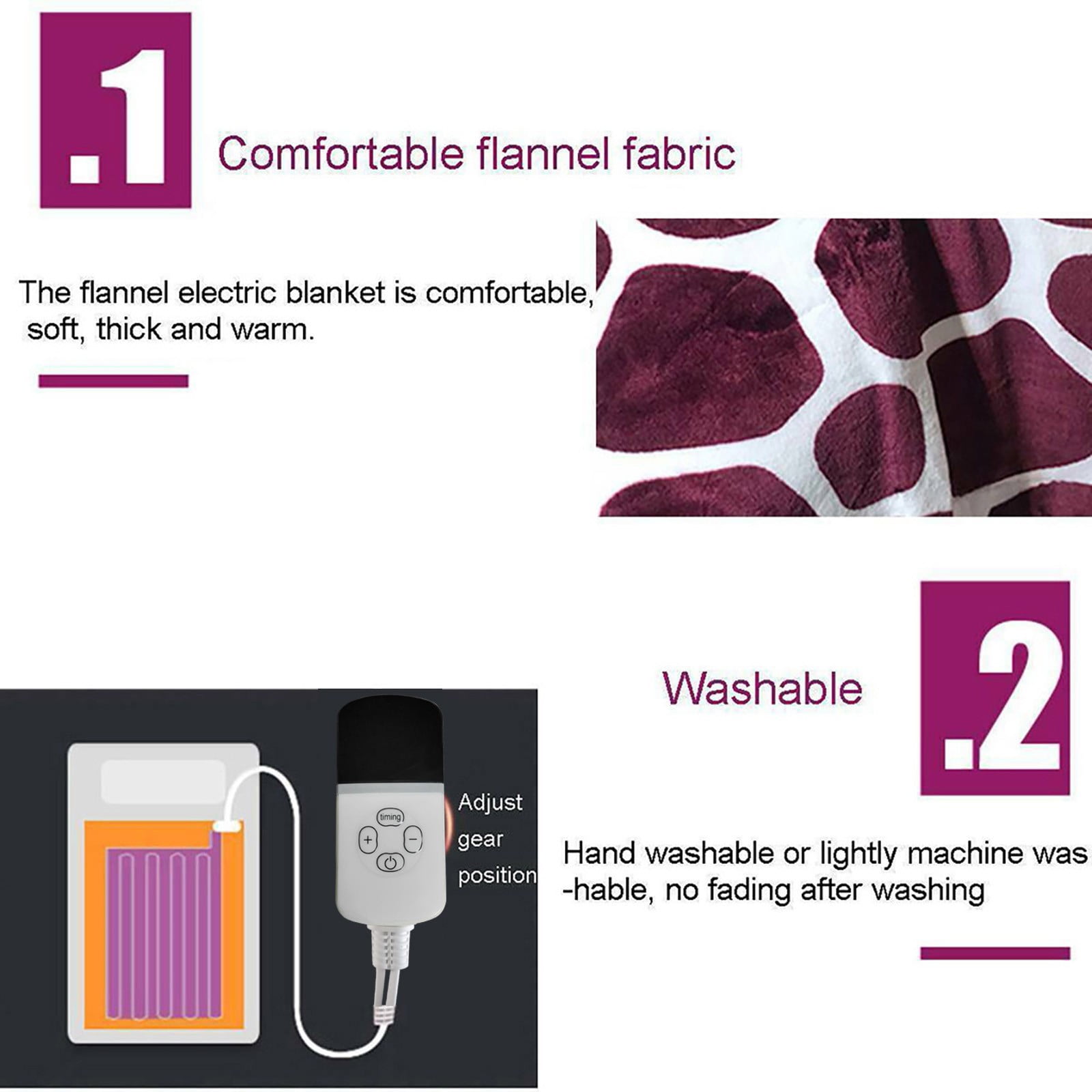 Electric Heated Blanket Throw, Super Cozy Soft 2-Layer Flannel Heated Throw with 3 Heating 𝐋evels & 4 Hours Auto Off, Machine Washable, 𝐄TL&FCC Certified, Home 𝐎ffice Use