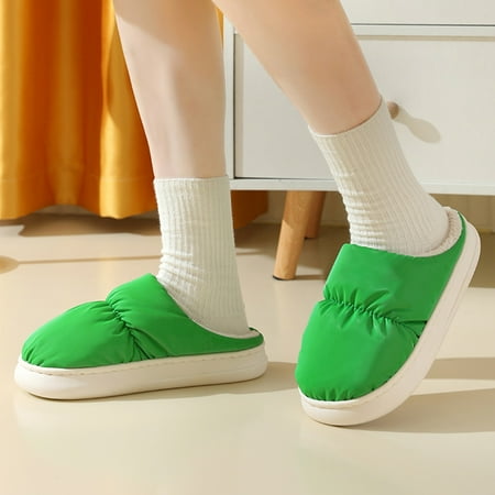 

Women Slippers Autumn And Winter Fashion And Comfortable Indoor And Outdoor Solid Color Simple Flat Warm Non Slip Green 8