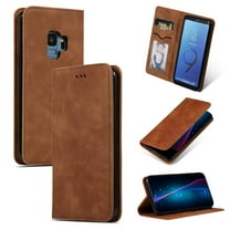 Samsung Galaxy S9 Case, Dteck Smooth PU Leather Flip Folio Wallet Card Slots Case Cover Stand Feature & Magnetic Closure For Samsung Galaxy S9 , Brown