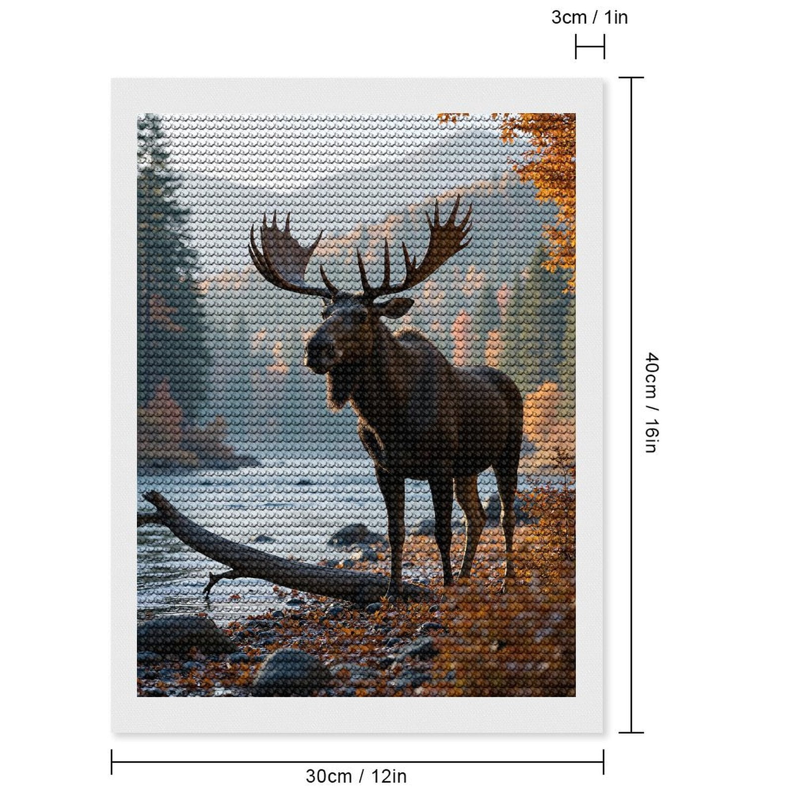 Diamond Art Kit for Adults, Moose River Autumn Forest Scene Diamond Painting for Adults Beginners, 5D DIY Diamond Art Painting Kits, Colorful Diamond Painting Craft for Home Decor 12x16