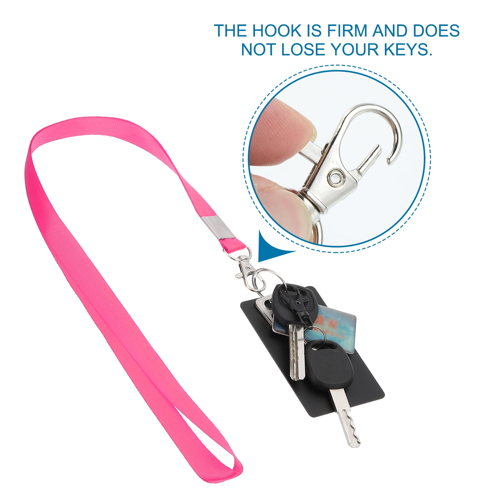 Uxcell 48cm Lanyards Bulk, 50Pcs Teacher Lanyards for ID Badges Keys Badge Lanyard Durable Personalized with Clip for ID Card, Hot Pink