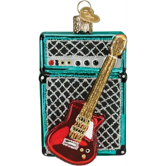 Electric Guitar and Amp Old World Christmas Holiday Ornament Glass