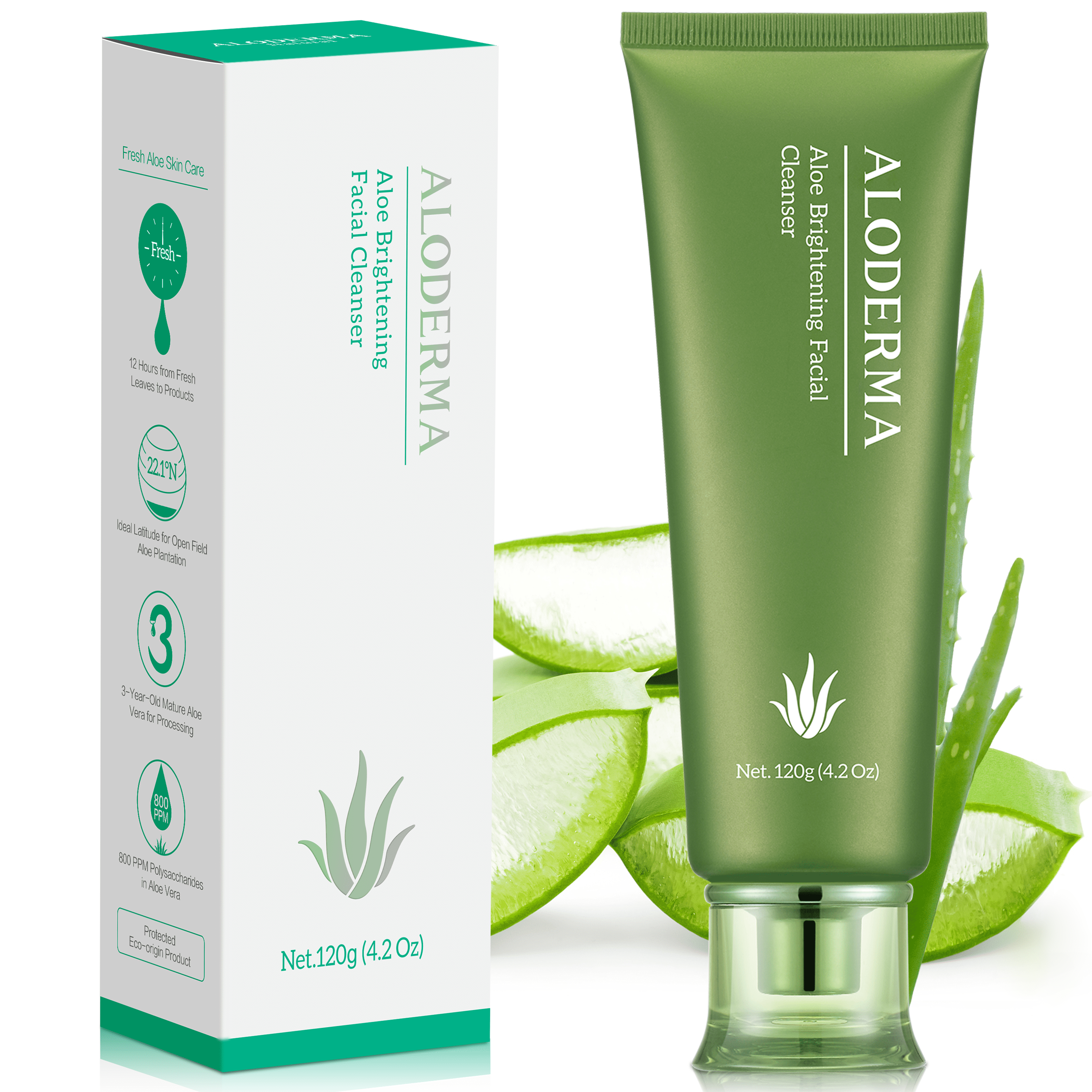 Aloderma Brightening Face Cleanser for Women with 77 Organic Aloe Vera